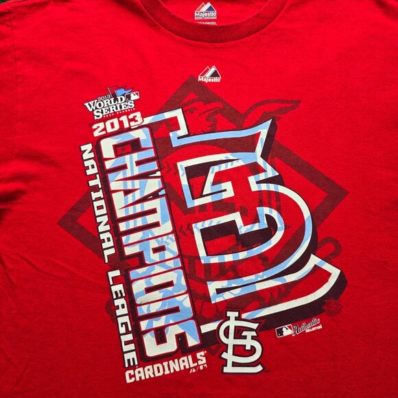St Louis Cardinals Tshirt Mens Medium Red 2013 National League Champions MLB - Picture 2 of 7